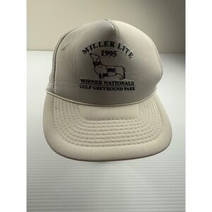 Vintage 1995 Miller Lite Wiener Nationals Trucker Hat Gray Cobra Caps‎ Snapback